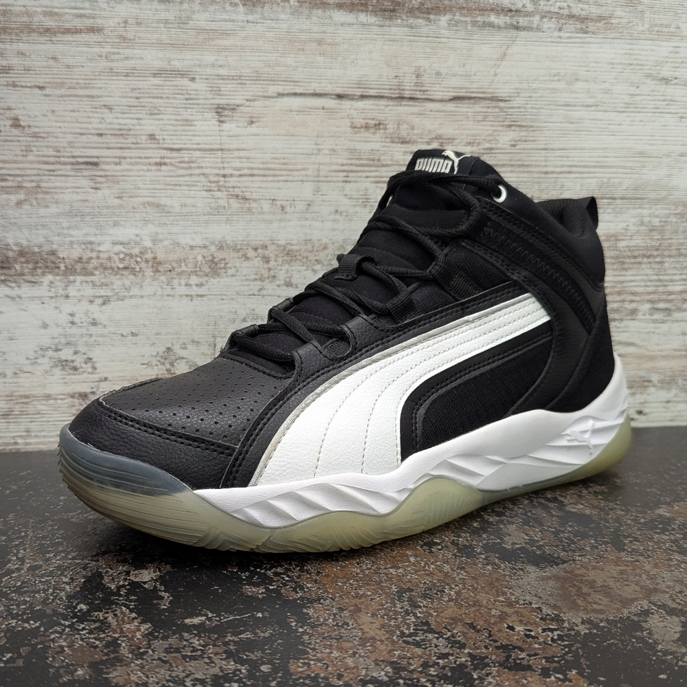 Mens Puma Rebound Future Evo Shoes Sz 11.5 M Used 374899-01 Black White Leather